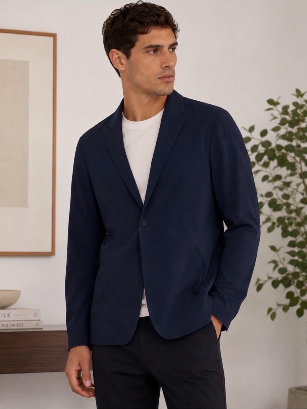 lululemon athletica Men's Navy Venture Single-Button Blazer Jacket M